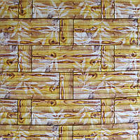 Самоклеюча декоративна 3D панель бамбукова кладка жовта 700x700x8.5мм (056)