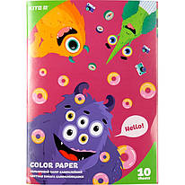 Папір А5 кольоровий самоклейний 10 аркушів/10 кольорів Kite Jolliers K20-294, 45936