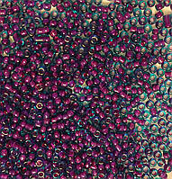 Бисер Ярна Корея размер 10/0 цвет 21.207 морская волна, внутренний цвет - фуксия 50г