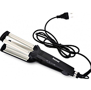 Потрійна плойка хвиля для волосся 3 хвилі Kemei KM-2022 щипці потрійні для великих локонів кераміка