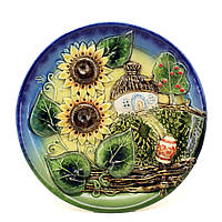 Декоративная настенная тарелка "Подсолнухи+ хата" 25 см сувенир Украина