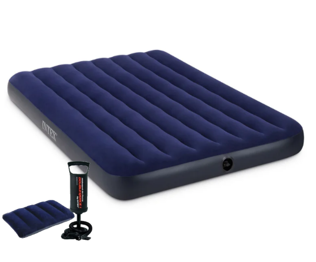 Хіт продаж! Матрац надувний полуторний Intex 64758, 137х191х22 см + ручний наcоc + 1 подушkа