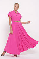 Женское шикарное длинное летнее розовое платье солнце-клеш размеры 48 и50