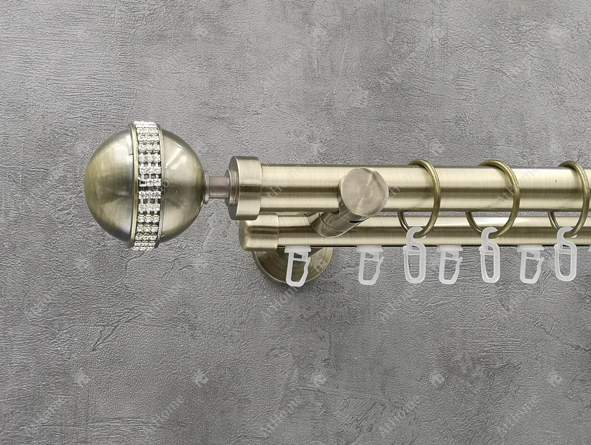 Карниз Quadrum Авея 240 см подвійний Антик універсальний 25/19 мм гладка/імпресійна (кільця з гачками), фото 1