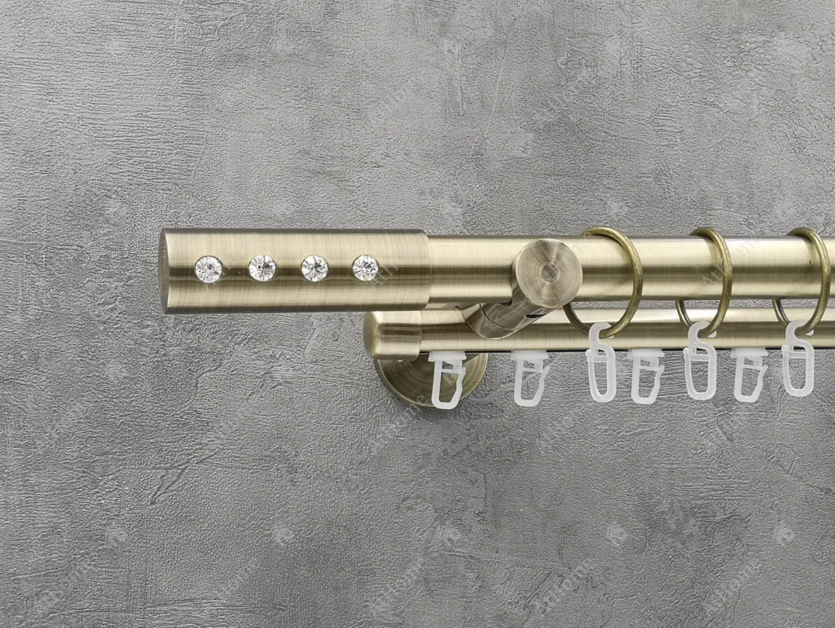 Карниз Quadrum Алюр 300 см подвійний Антик універсальний 25/19 мм гладка/імпресійна (кільця з гачками), фото 1