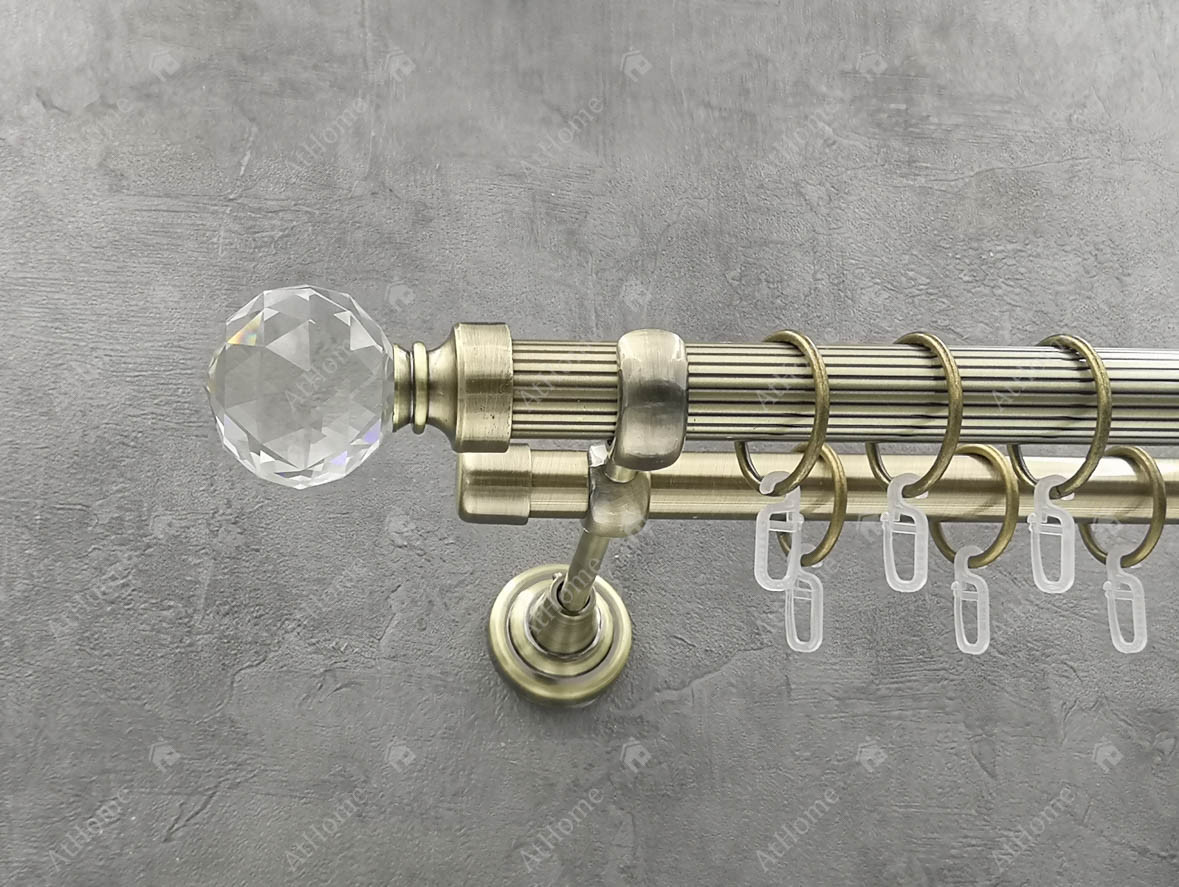 Карниз Quadrum Люмієра 160 см подвійний Антик відкритий 25/19 мм рифлена (кільця з гачками), фото 1