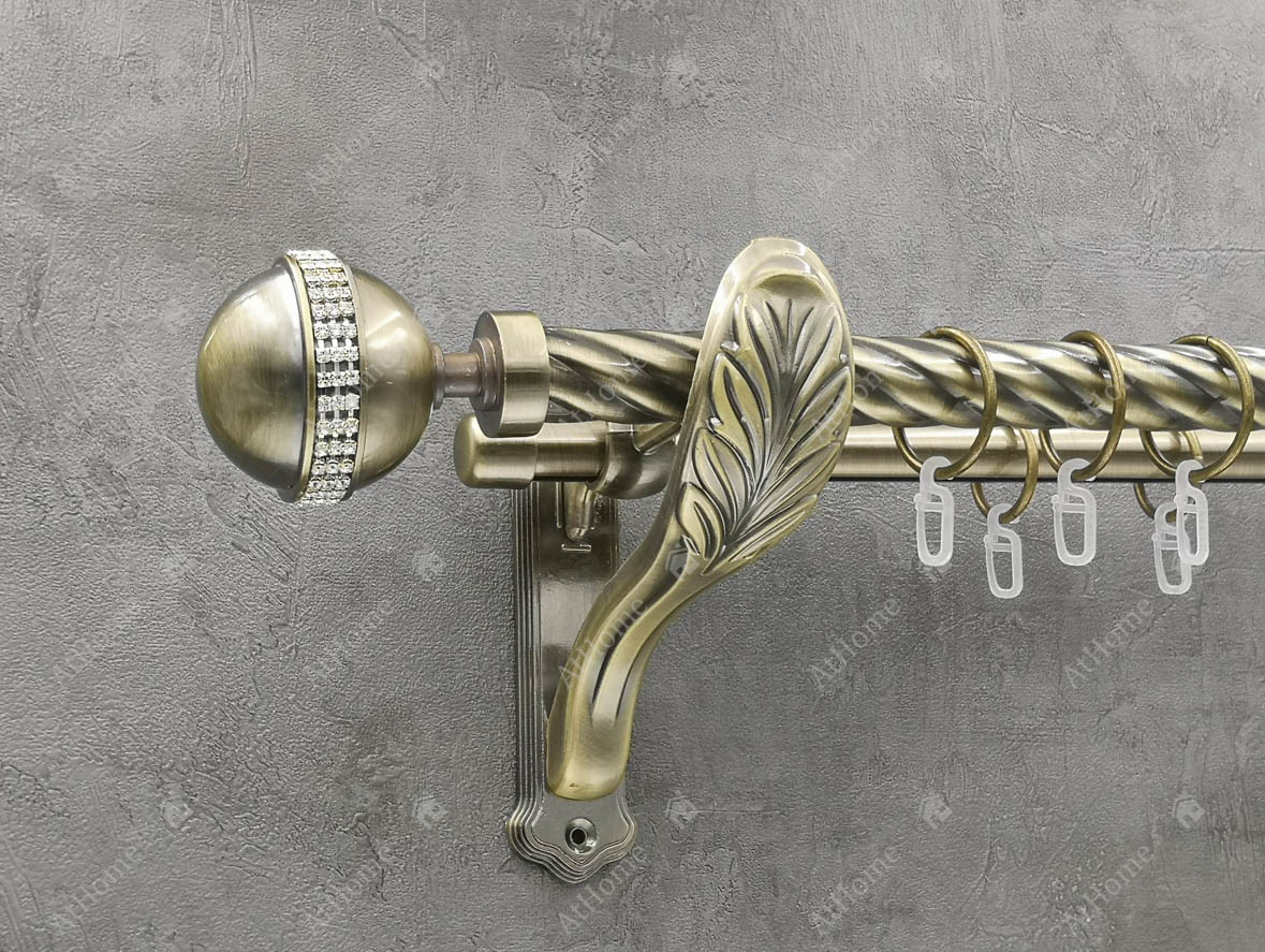 Карниз Quadrum Авея 240 см подвійний Антик ретро 25/19 мм кручена (кільця з гачками), фото 1