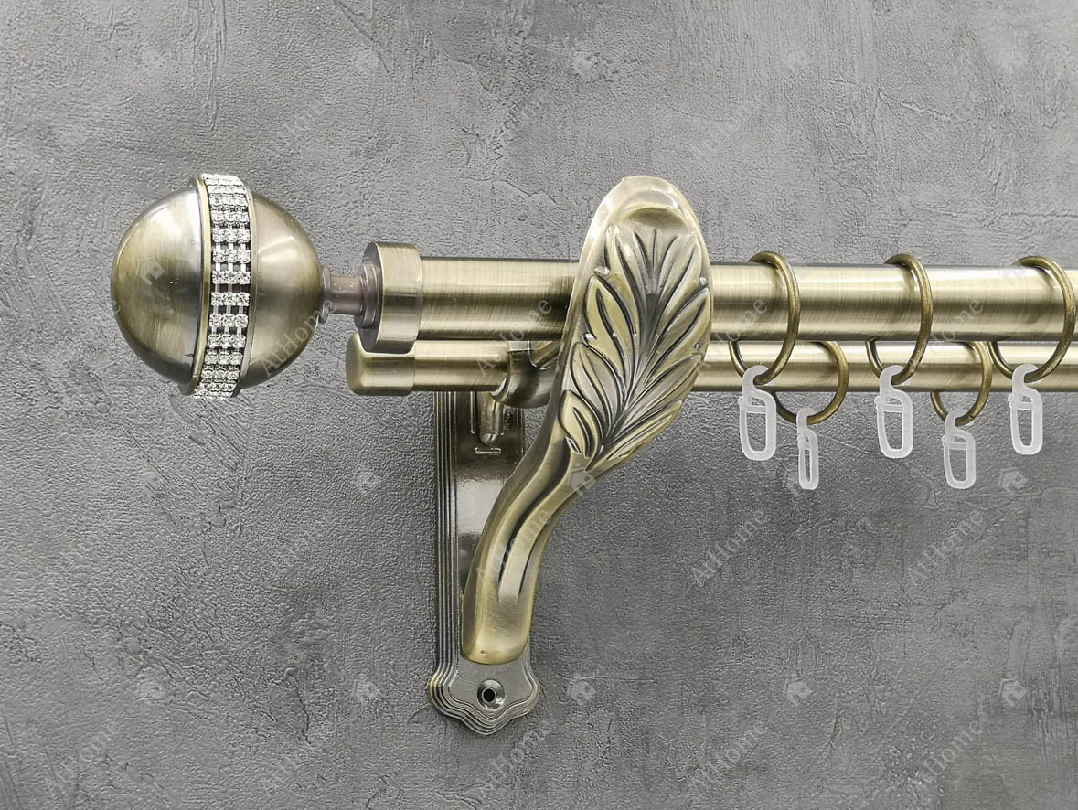 Карниз Quadrum Авея 400 см подвійний Антик ретро 25/19 мм гладка (кільця з гачками), фото 1