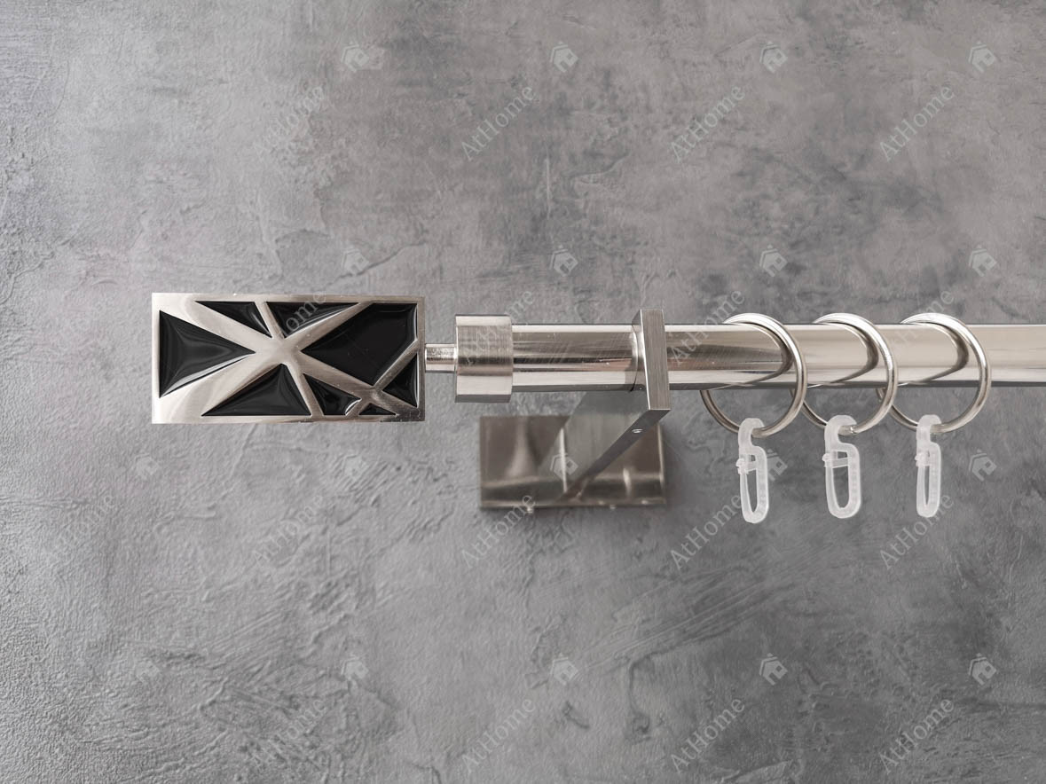 Карниз Quadrum Галаксі 240 см одинарний Сталь Slim 19 мм гладка (кільця з гачками), фото 1