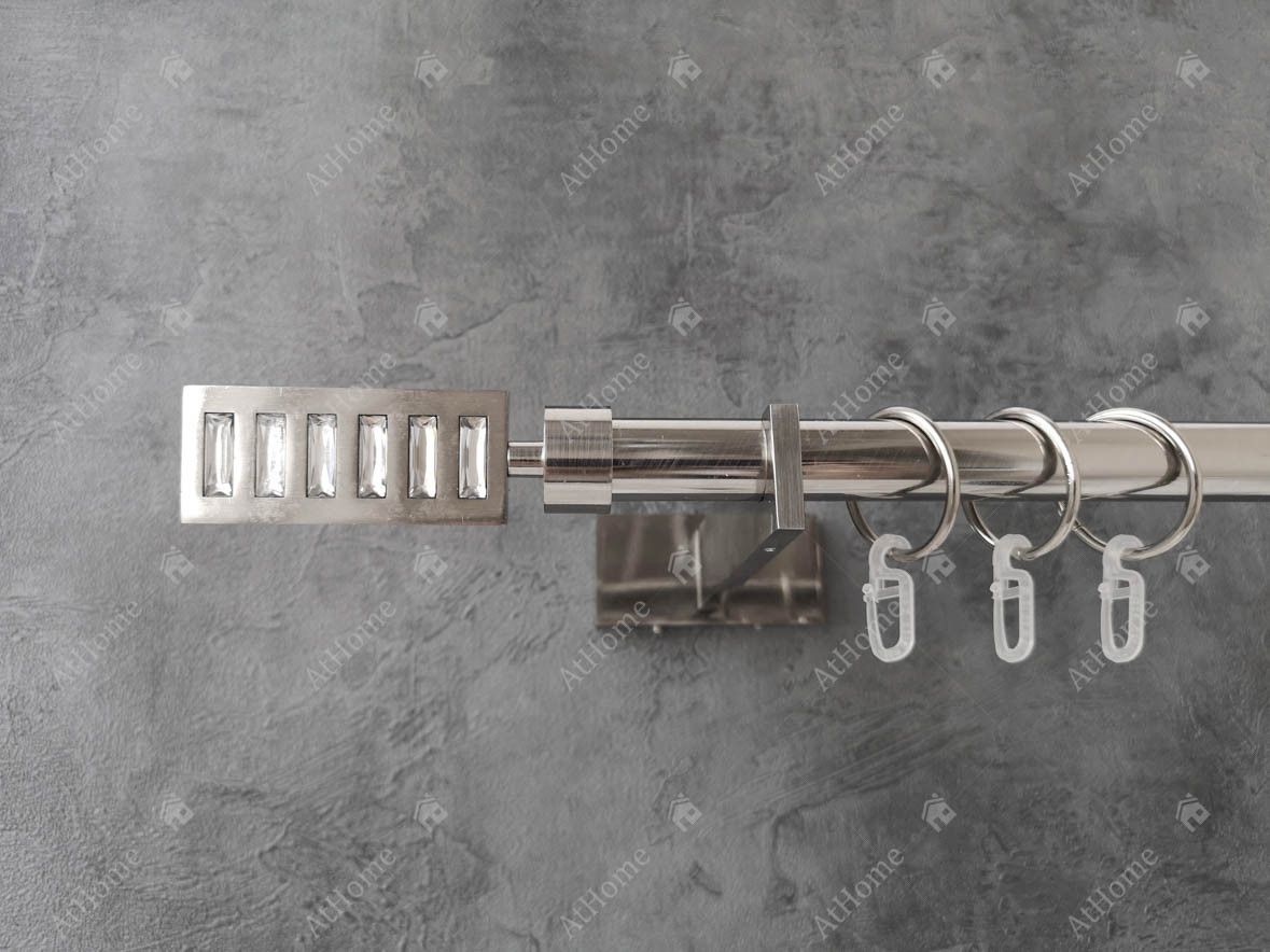 Карниз Quadrum Ескала 240 см одинарний Сталь Slim 19 мм гладка (кільця з гачками), фото 1