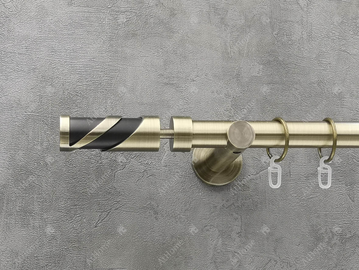 Карниз Quadrum Сієна 400 см одинарний Антик універсальний 25 мм гладка (кільця з гачками), фото 1