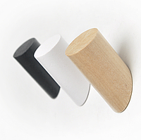 Скандинавский цилиндрический деревянный крючок (мебельный), белый Короткий