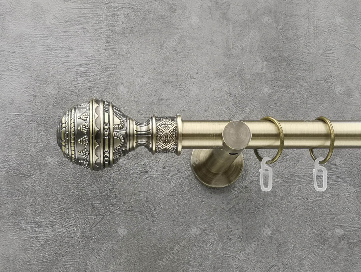 Карниз Quadrum Арабеска 200 см одинарний Антик універсальний 25 мм гладка (кільця з гачками), фото 1