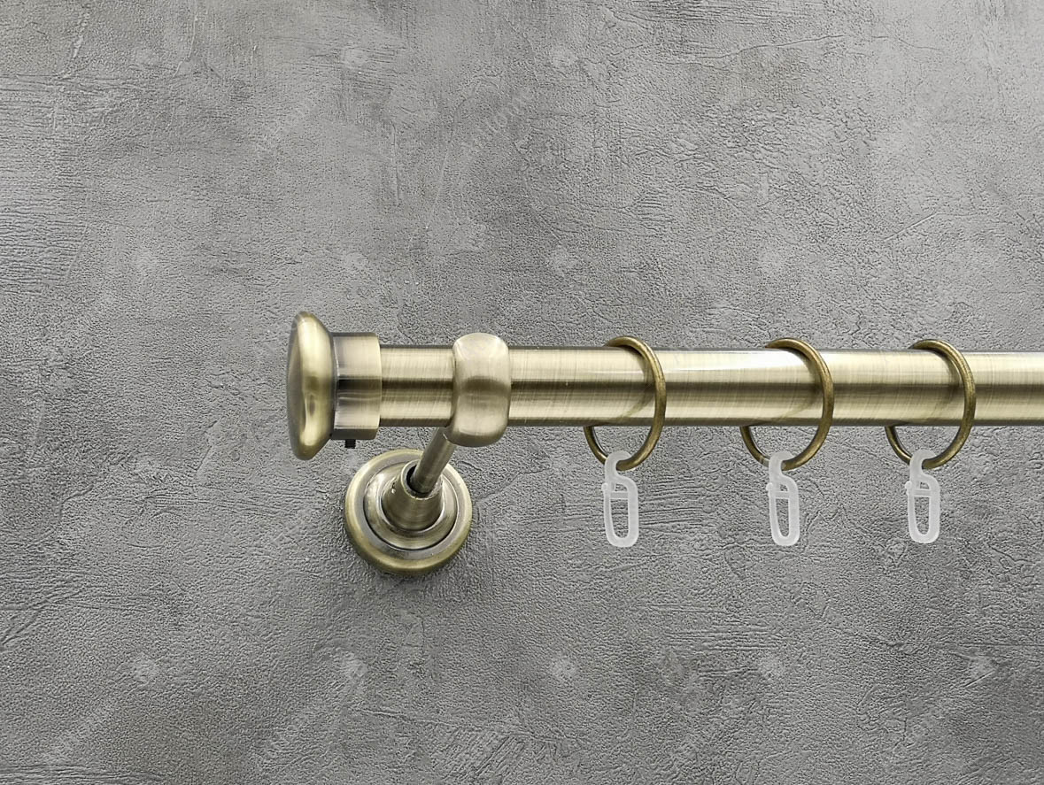 Карниз Quadrum Дуо 320 см одинарний Антик відкритий 25 мм гладка (кільця з гачками), фото 1