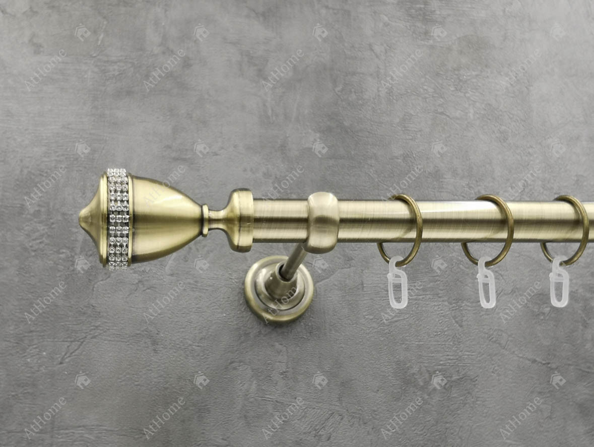 Карниз Quadrum Етернія 160 см одинарний Антик відкритий 25 мм гладка (кільця з гачками), фото 1