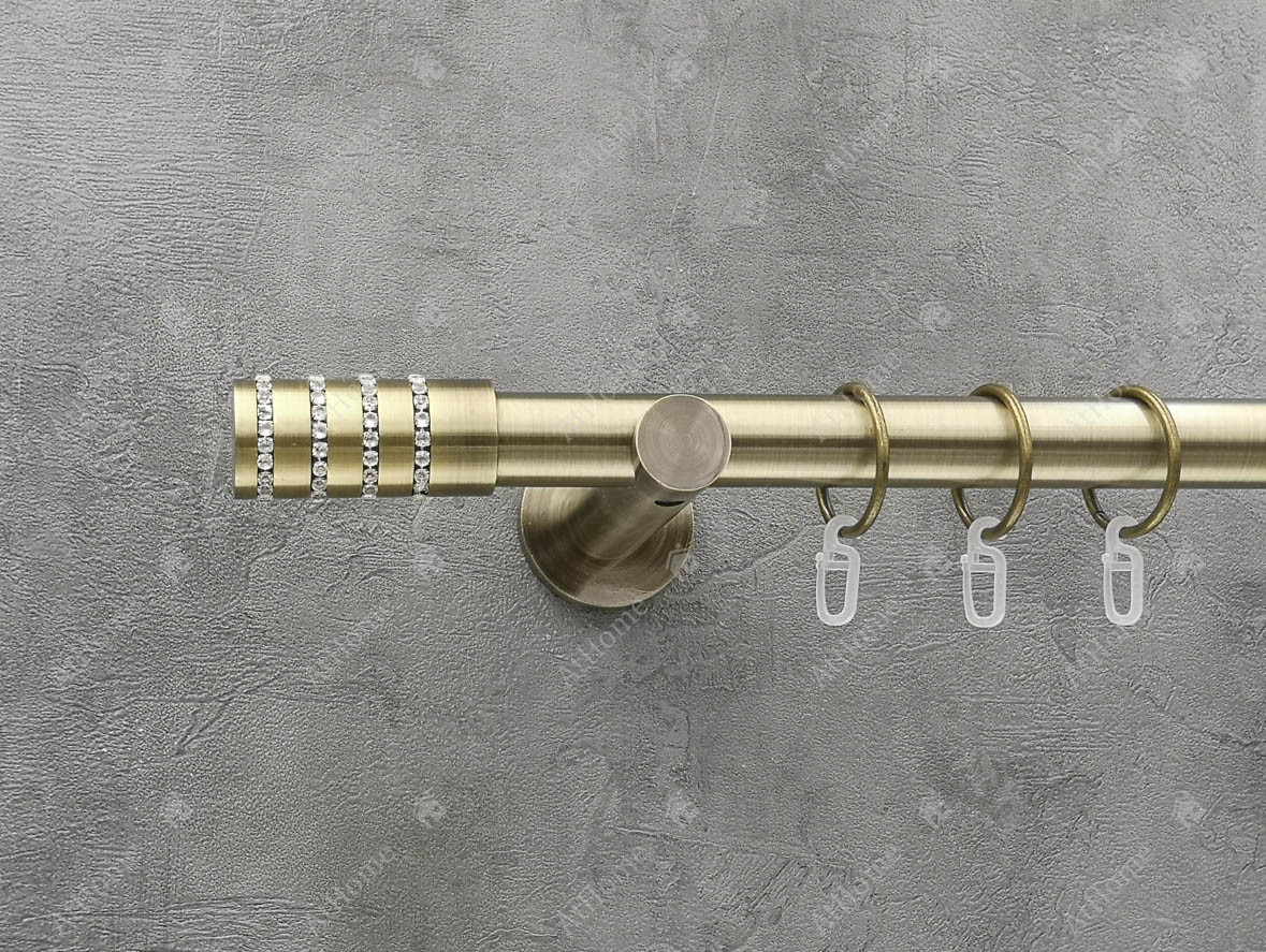 Карниз Quadrum Барамела 200 см одинарний Антик універсальний 25 мм гладка (кільця з гачками), фото 1