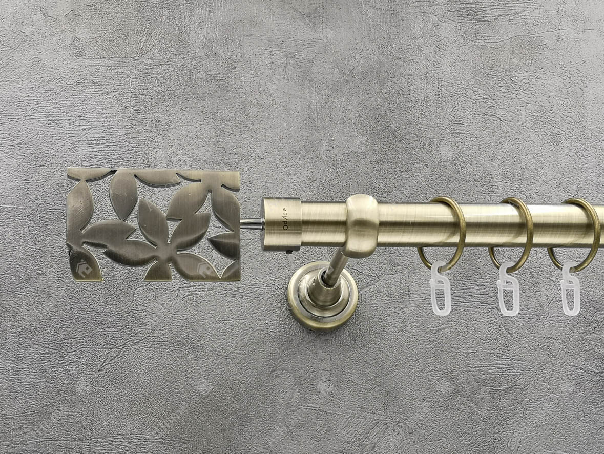 Карниз Quadrum Делія 240 см одинарний Антик відкритий 25 мм гладка (кільця з гачками), фото 1