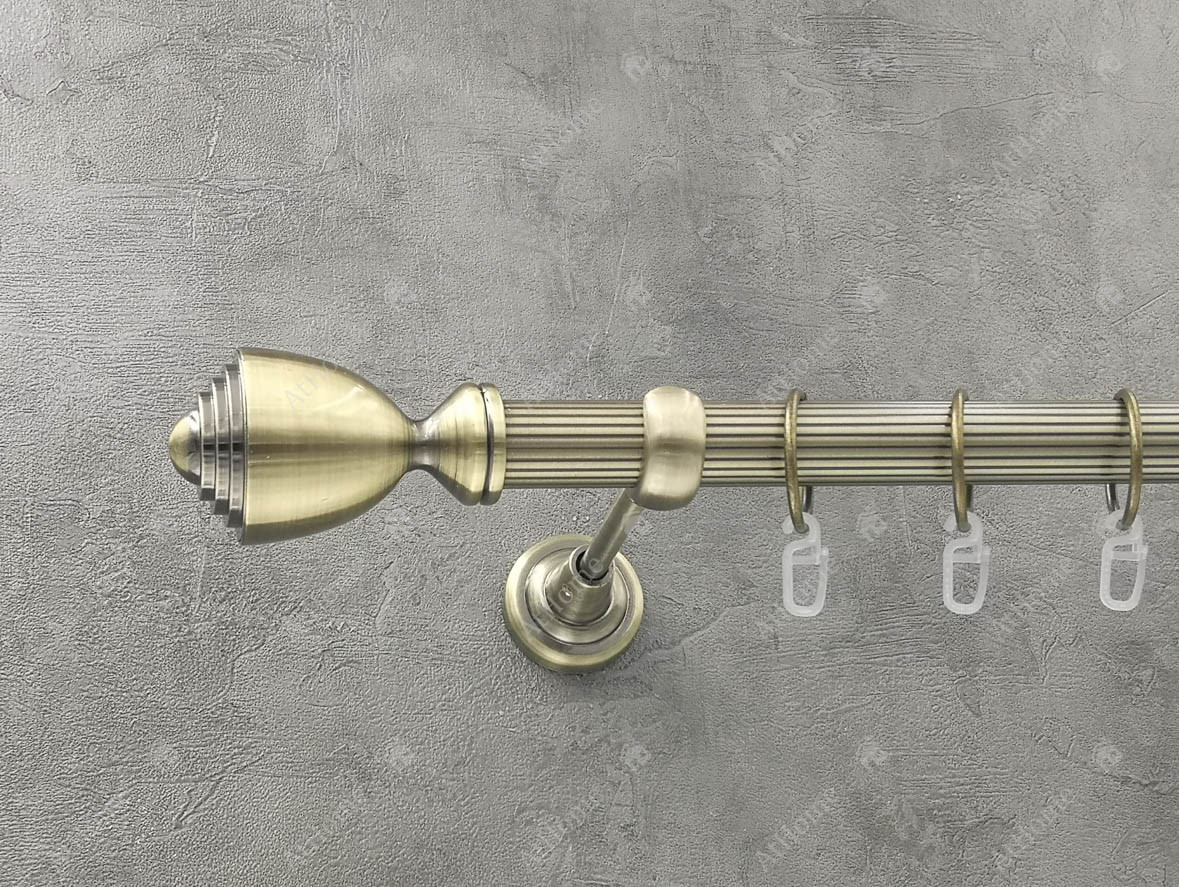 Карниз Quadrum Палаціо 320 см одинарний Антик відкритий 25 мм рифлена (кільця з гачками), фото 1