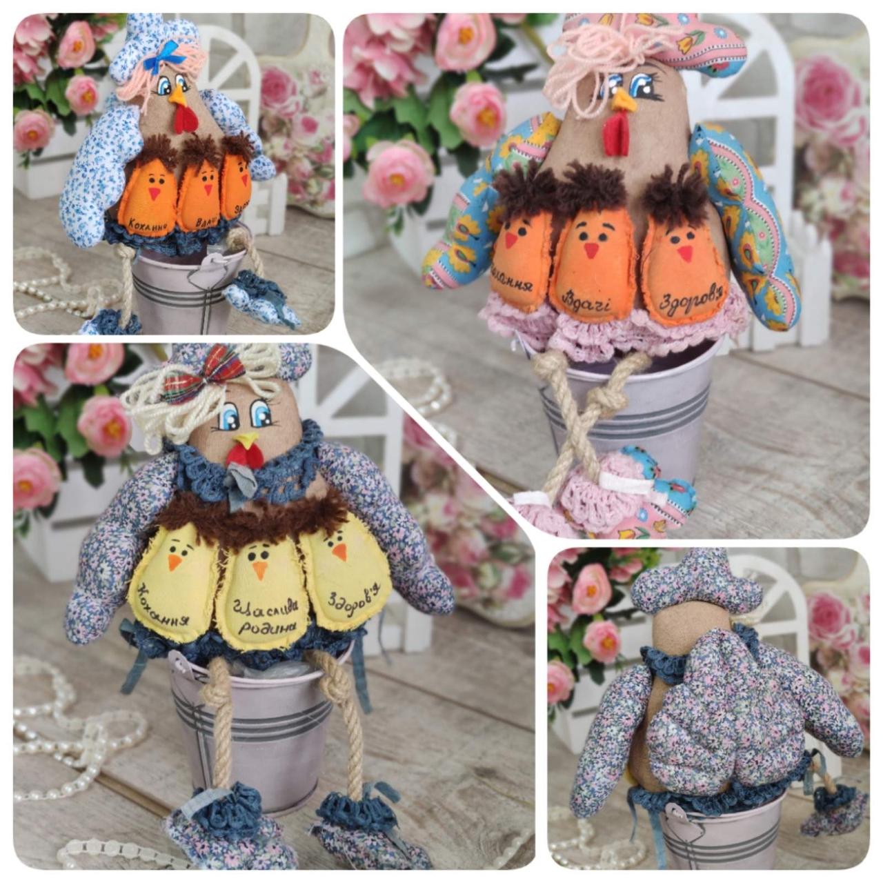 Великодня курочка Щаслива родина, Н-36 см, декор, кошик в подарунок
