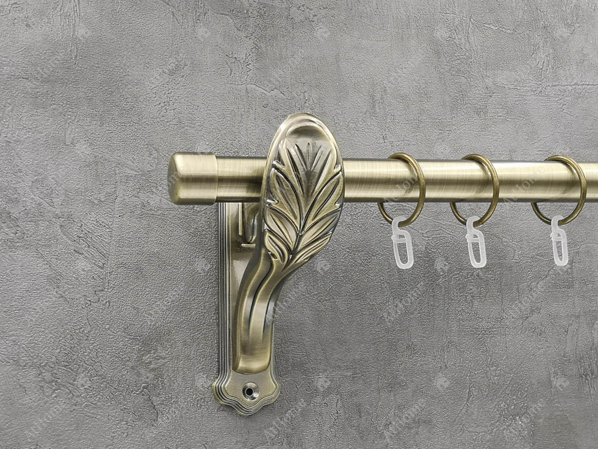 Карниз Quadrum Заглушка 160 см одинарний Антик ретро 25 мм гладка (кільця з гачками), фото 1