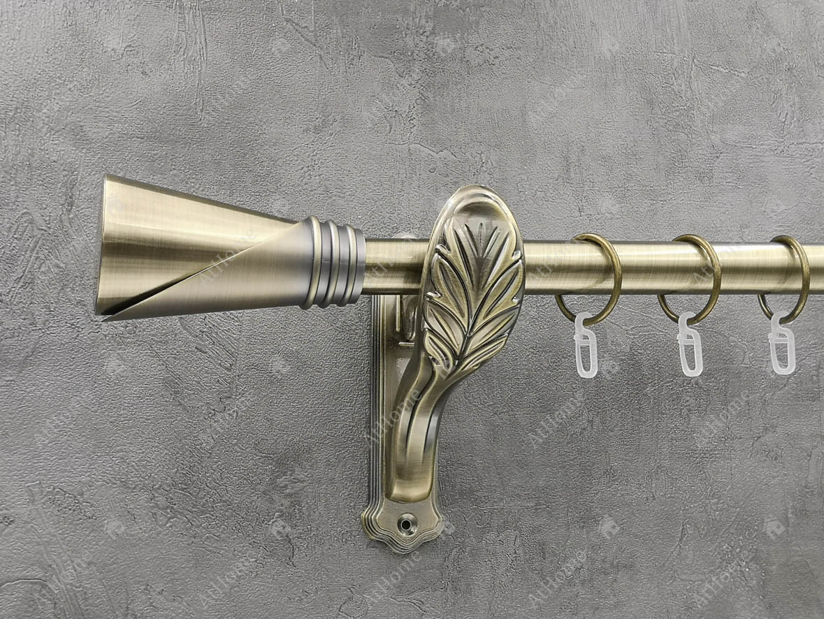 Карниз Quadrum Дункан 400 см одинарний Антик ретро 25 мм гладка (кільця з гачками), фото 1