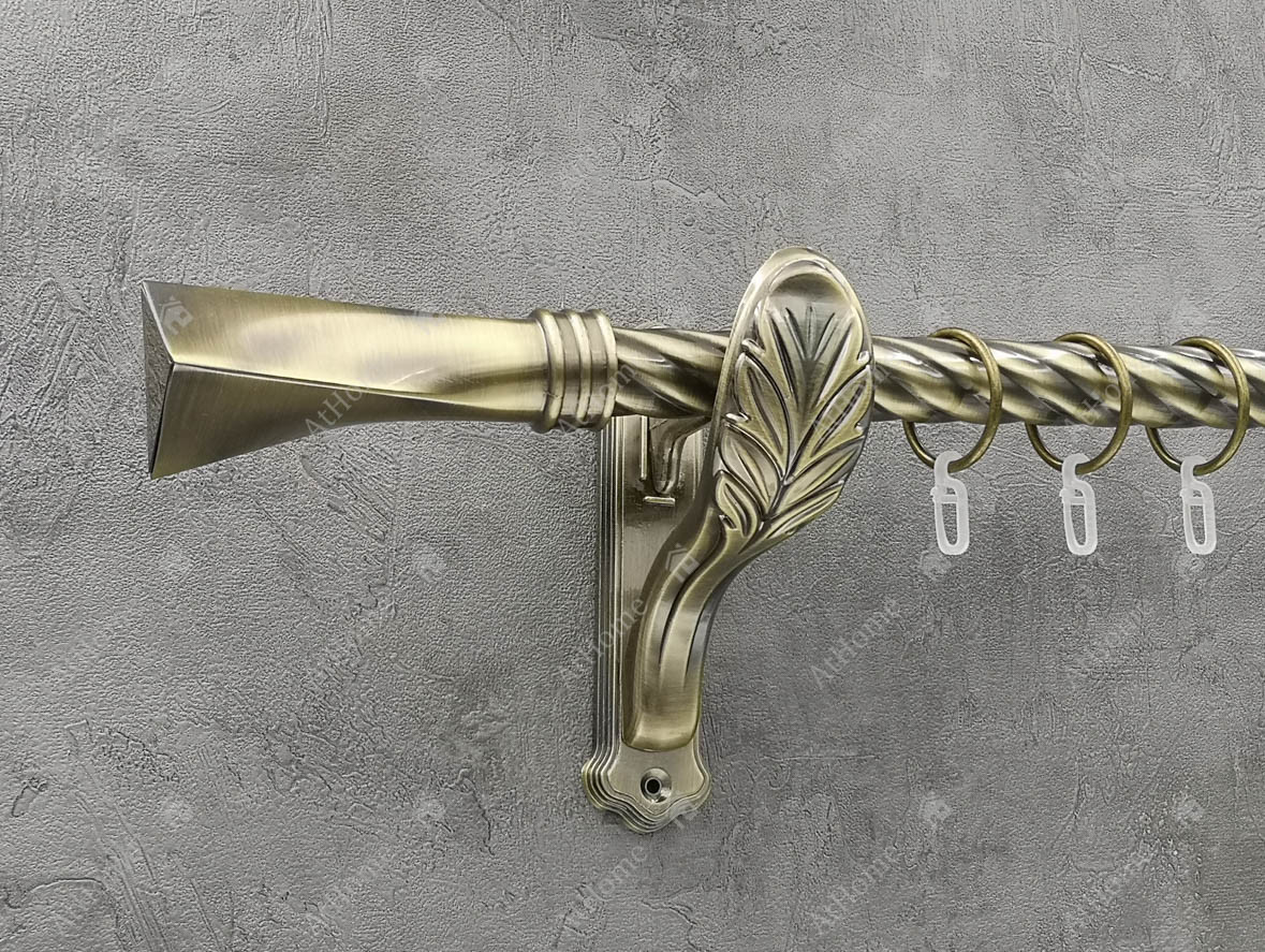 Карниз Quadrum Свінг 240 см одинарний Антик ретро 25 мм кручена (кільця з гачками), фото 1