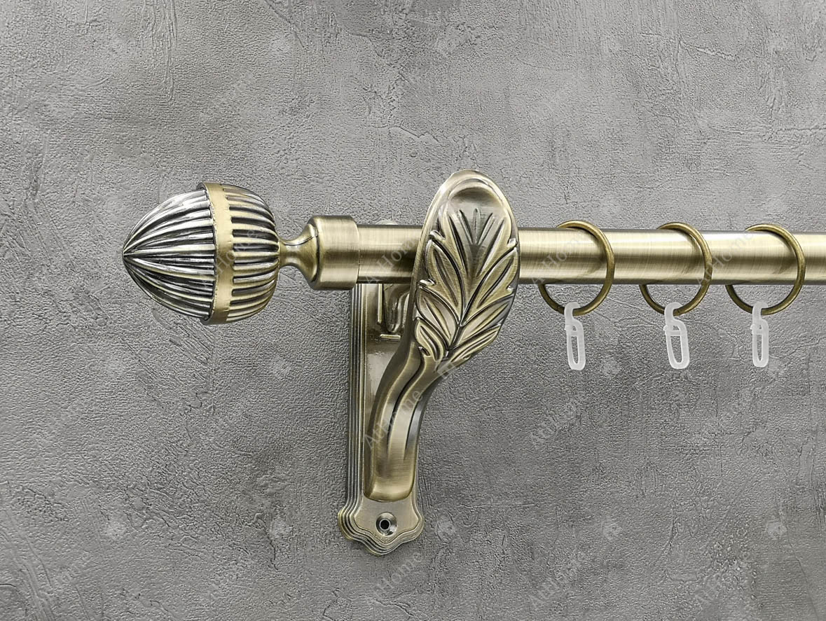 Карниз Quadrum Одеон 200 см одинарний Антик ретро 25 мм гладка (кільця з гачками), фото 1