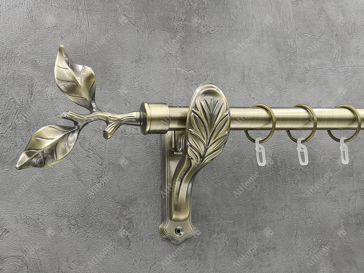 Карниз Quadrum Лист рози 240 см одинарний Антик ретро 25 мм гладка (кільця з гачками), фото 1