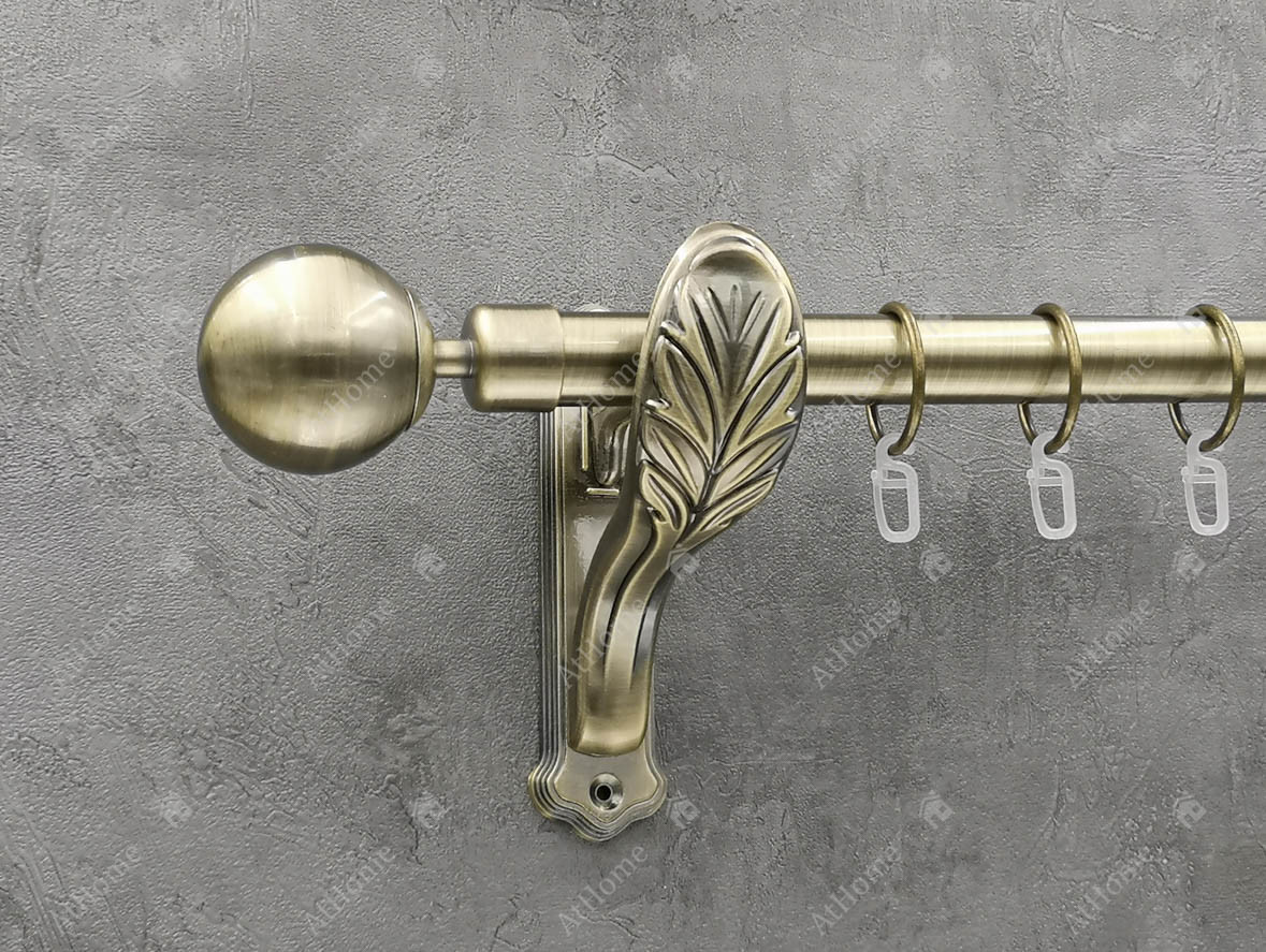 Карниз Quadrum Куля 300 см одинарний Антик ретро 25 мм гладка (кільця з гачками), фото 1