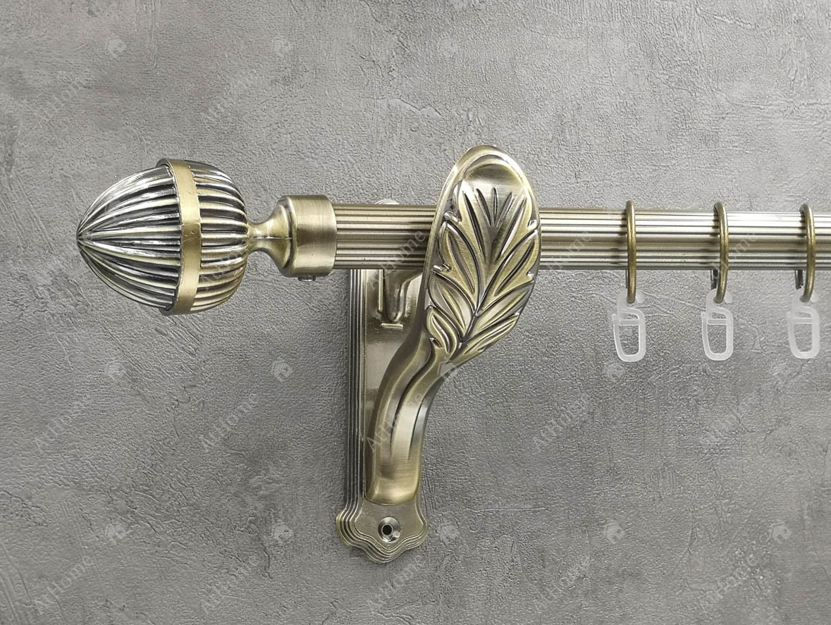 Карниз Quadrum Одеон 160 см одинарний Антик ретро 25 мм рифлена (кільця з гачками), фото 1