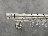 Карниз Quadrum Барамела 200 см двойной Сатин открытый 25/19 мм гладкая (кольца с крючками)
