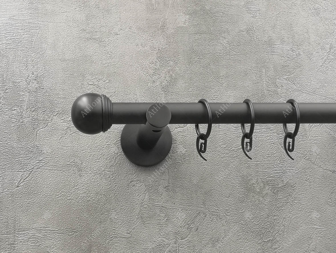 Карниз Quadrum Тоді Макс 240 см одинарний чорний матовий універсальний 19 мм гладка (кільця з гачками), фото 1