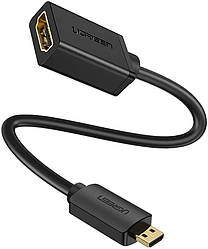 Кабель Ugreen Micro HDMI штекер to HDMI 2.0 роз'єм 4K 60Hz 22CM Black (20134)