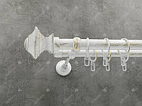 Карниз Quadrum Борджеза 200 см двойной Белое - Золото открытый 25/19 мм гладкая (кольца с крючками)