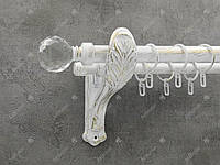 Карниз Quadrum Люмиера 400 см двойной Белое - Золото ретро 25/19 мм гладкая (кольца с крючками)