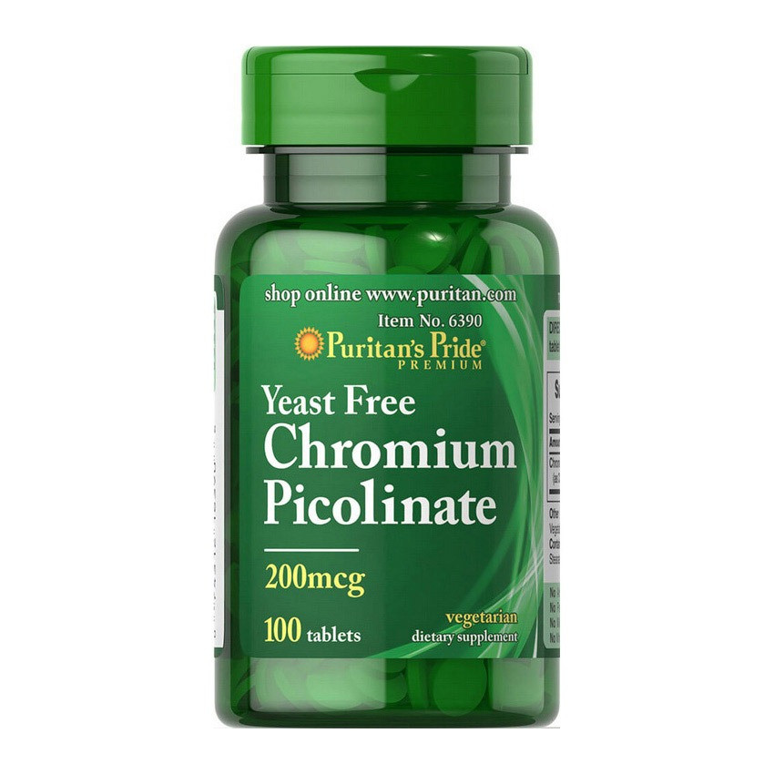 Пиколинат хрома Chromium Picolinate 200 mcg Yeast Free (100табл.) Puritan's Pride