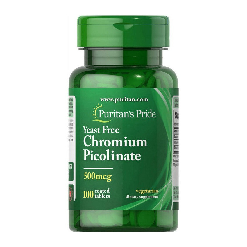 Пиколинат хрома Chromium Picolinate 500 mcg Yeast Free (100табл.) Puritan's Pride