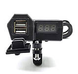 USB Мото зарядка на руль 3.1А з вольтметром і вимикачем універсальна, фото 2