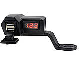 USB Мото зарядка на руль 3.1А з вольтметром і вимикачем універсальна, фото 7