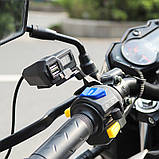 USB Мото зарядка на руль 3.1А з вольтметром і вимикачем універсальна, фото 3