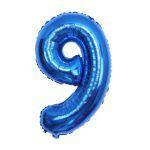 Фольгированный шар-цифра "9" синий 1м