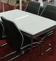 Стеклянный раскладной кухонный стол GD-020 Signal 120(180)х80 см белый без рисунка
