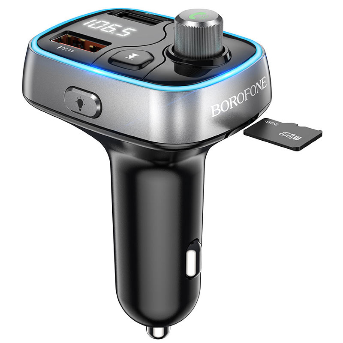 FM-модулятор/Автомобільний зарядний пристрій Borofone BC32 Sunlight QC3.0 18 W Bluetooth швидке заряджання