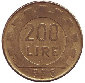 Монета 200 лір. 1978,79,80,81 рік, Італія. (АМ)