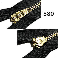 Блискавка металева джинсова Чорна з золотом Тип4.5 18см автомат, фото 3