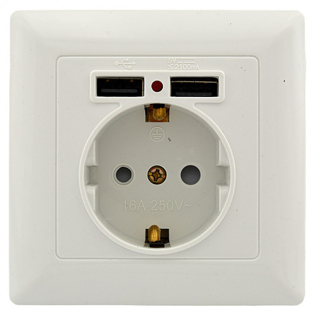 Розетка 1, внутрішня із заземленням +2 USB SV 8230 Світлоприлад