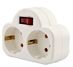 Подвійник горизонтальний із заземленням і кнопкою Yaweitai YW-7392N 16А