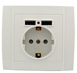 Розетка із заземленням Yaweitai YW-2530 2USB біла modern