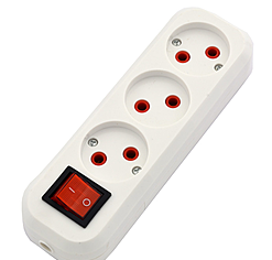 Колодка 3 гнізда з кнопкою СВЕТОПРИБОР 5833, фото 1