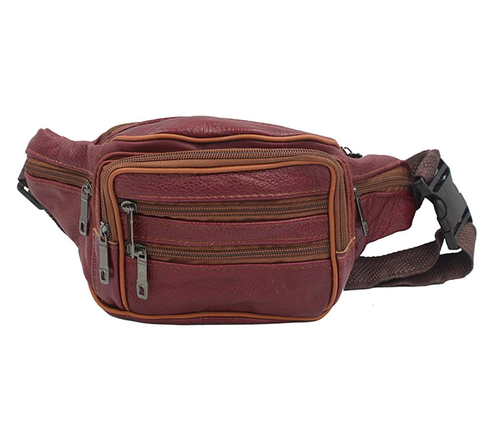 Чоловіча шкіряна сумка на пояс D001-1 бордова